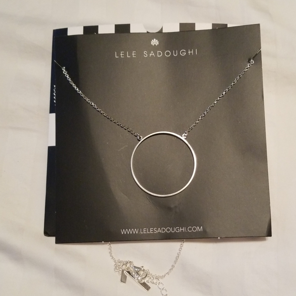LeLe Sadoughi sterling silver circle necklace